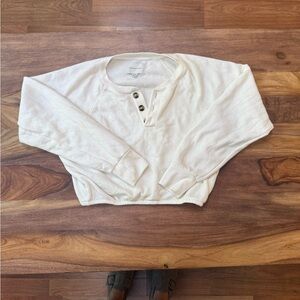 American Eagle Outfitters Cream Henley Sweater